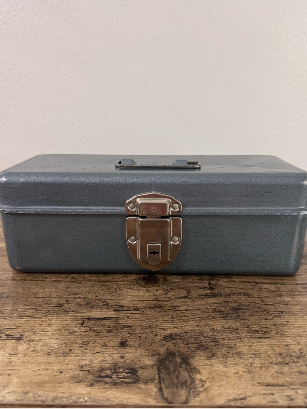 Vintage Industrial Metal Lock Box w/ Working Lock Gray Steel Storage Case 11”